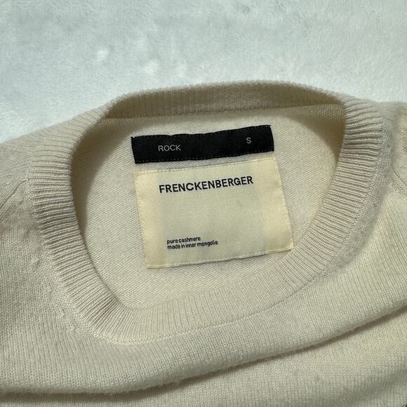 Frenckenberger Boyfriend Crewneck Sweater Small Cream Warm Brown 100% Cashmere - Picture 7 of 16